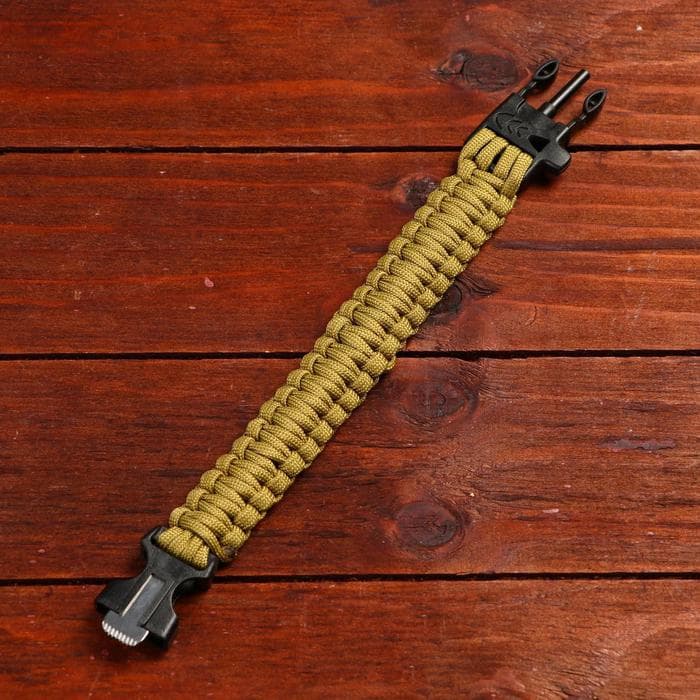 Браслет для выживания 3 в1 (паракорд 2 м, свисток, огниво), 25.5×2.5 см, 3 м