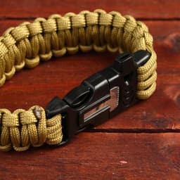 Браслет для выживания 3 в1 (паракорд 2 м, свисток, огниво), 25.5×2.5 см, 3 м