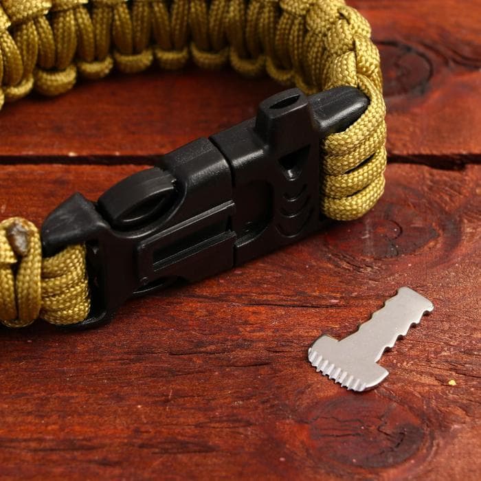 Браслет для выживания 3 в1 (паракорд 2 м, свисток, огниво), 25.5×2.5 см, 3 м