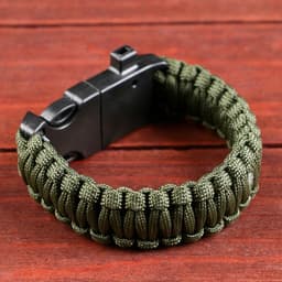 Браслет для выживания 4 в1 (паракорд, компас, свисток, огниво), 25.5×2.5 см, 3 м, тёмно-зелёный