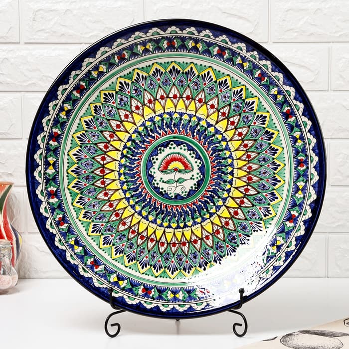 Ляган узбекский Риштанская Керамика «Узоры», d=41 см, МИКС