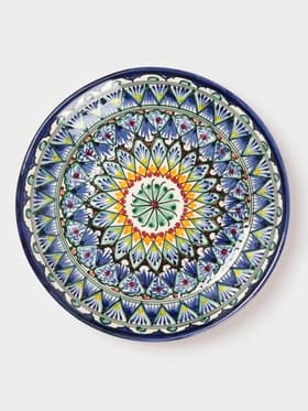 Ляган узбекский Риштанская керамика «Узоры», d=25 см, синий, МИКС