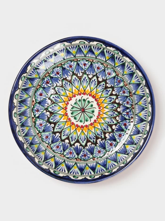 Ляган узбекский Риштанская керамика «Узоры», d=25 см, синий, МИКС