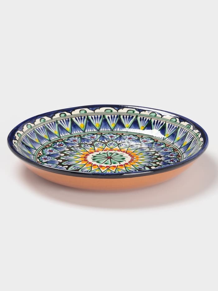 Ляган узбекский Риштанская керамика «Узоры», d=25 см, синий, МИКС