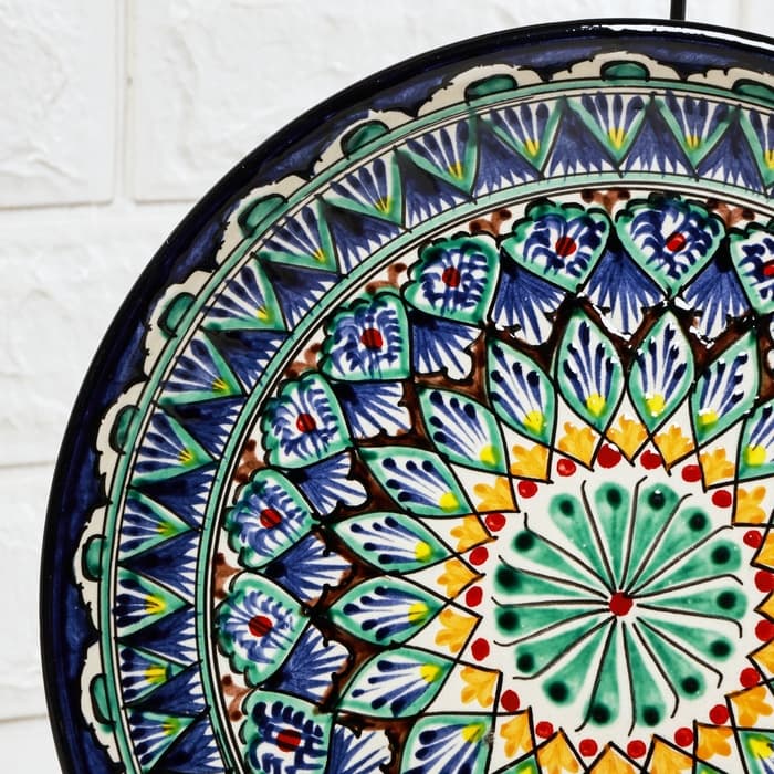 Ляган узбекский Риштанская керамика «Узоры», d=25 см, синий, МИКС