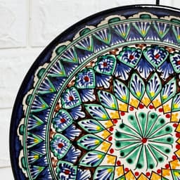 Ляган узбекский Риштанская керамика «Узоры», d=25 см, синий, МИКС