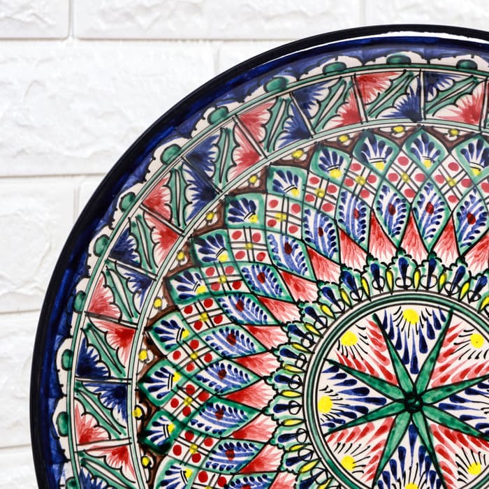 Ляган Риштанская Керамика "Узоры", 33 см, синий, глубокий