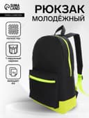 Рюкзак школьный «ЗФТС» на молнии, с карманом, 30×11×44 см, чёрный