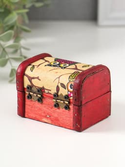 Шкатулка для украшений «Сундучок. Совята», дерево, 6×8×5.5 см