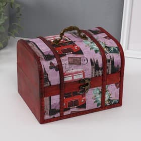 Шкатулка для украшений «Сундучок. Путешествие по Европе», дерево, 15×20×15 см