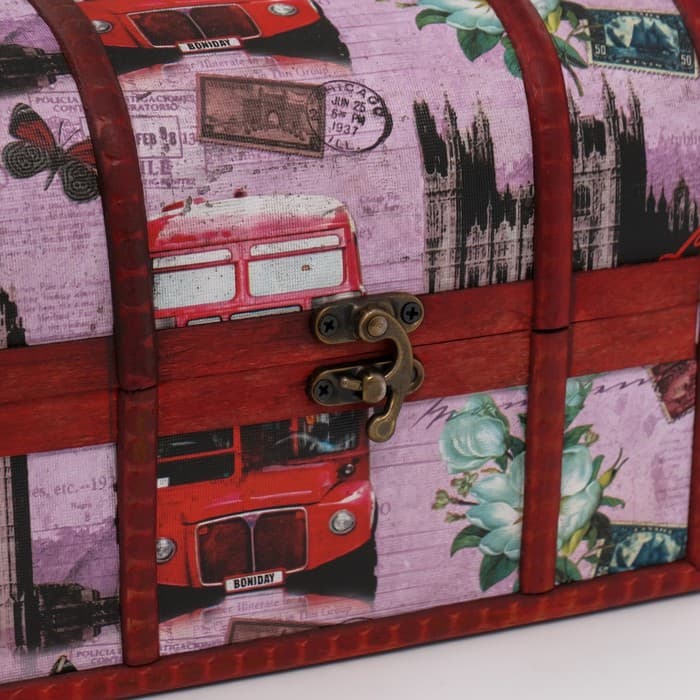 Шкатулка для украшений «Сундучок. Путешествие по Европе», дерево, 15×20×15 см