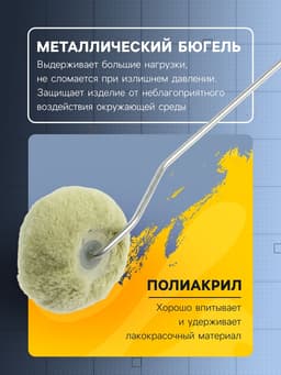 Валик угловой ТУНДРА, полиакрил, 50 мм, рукоятка d=6 мм, ворс 18 мм