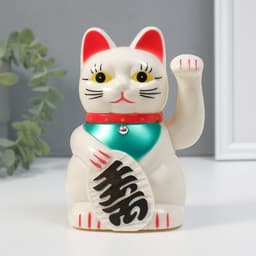 Маятник настольный антистресс «Манэки-нэко белый», пластик, от батарейки АА, 15.5×11×8 см