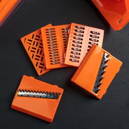 Овощерезка Libra Plast, с 6 насадками, овощедержателем и контейнером, оранжевая