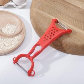 Овощечистка двухсторонняя Libra Plast «Скраб», 18 см, красная