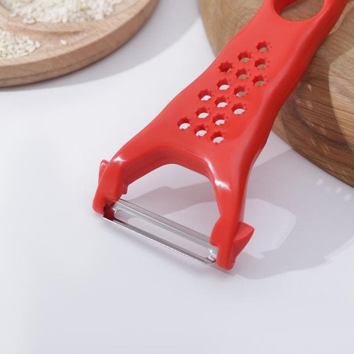 Овощечистка двухсторонняя Libra Plast «Скраб», 18 см, красная