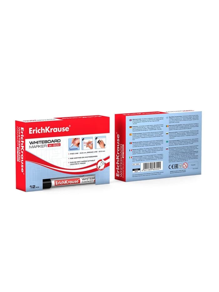 Маркер для доски ErichKrause. W-500, узел 2.5 мм, ширина линии 0.8-2.5 мм, спиртовой, чёрный