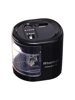 Точилка электрическая Berlingo Power TX, 2 отверстия, с контейнером, чёрная