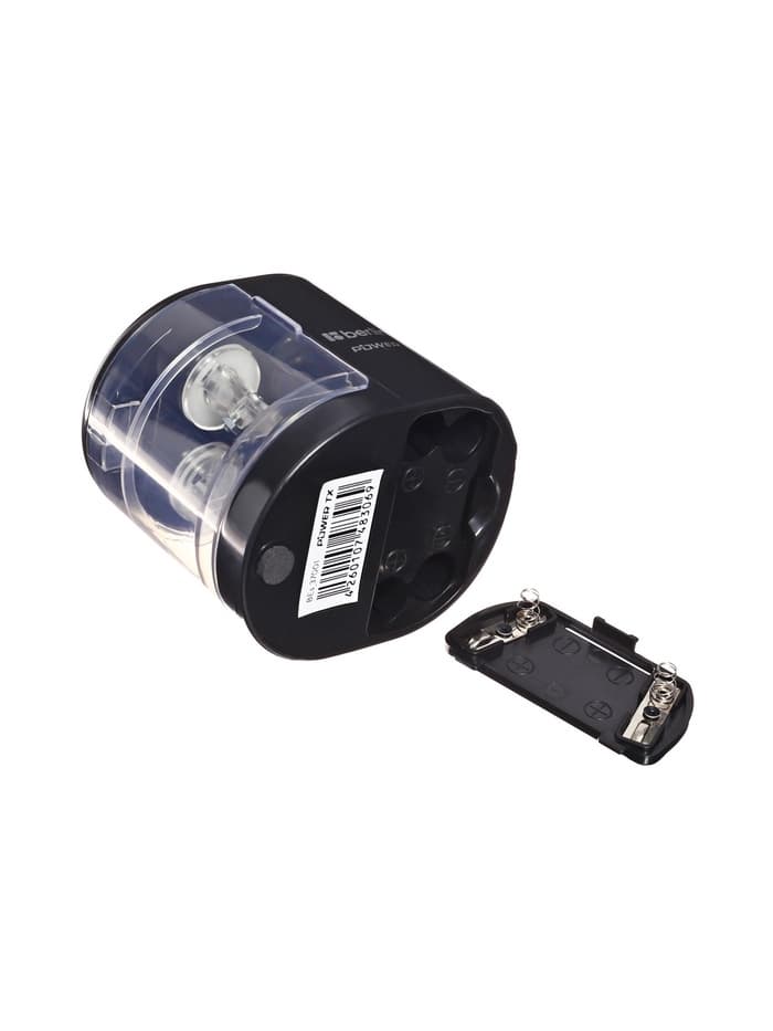 Точилка электрическая Berlingo Power TX, 2 отверстия, с контейнером, чёрная