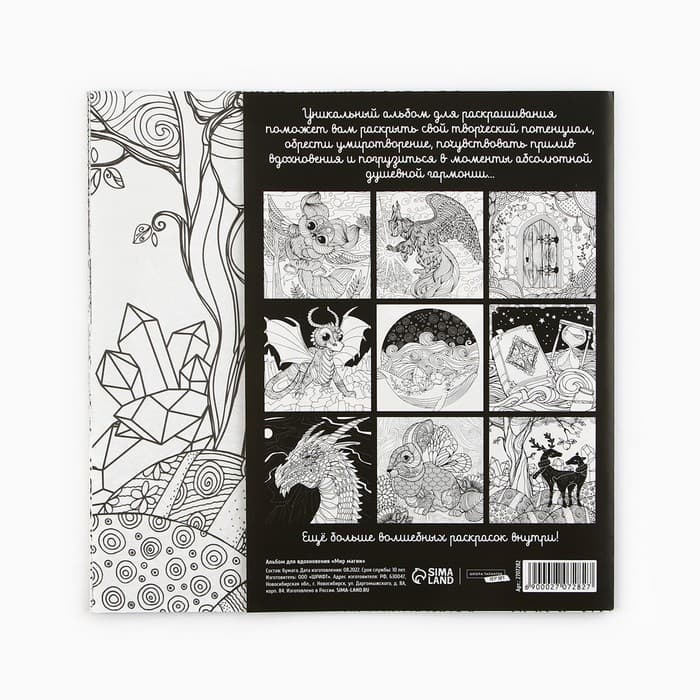 Раскраска - антистресс, альбом «Мир магии», 20 стр.