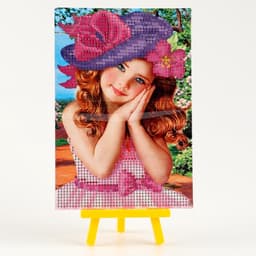Алмазная мозаика с частичным заполнением на подставке «Девочка», 13×19 см, картон