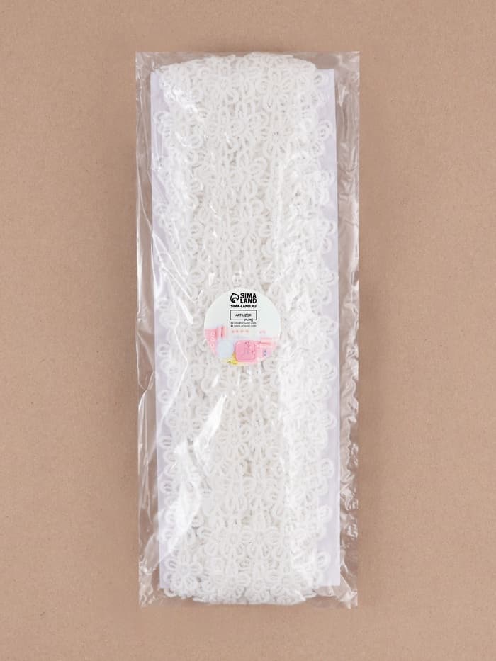 Кружево гипюровое, 15 мм, 14±1 м, белое