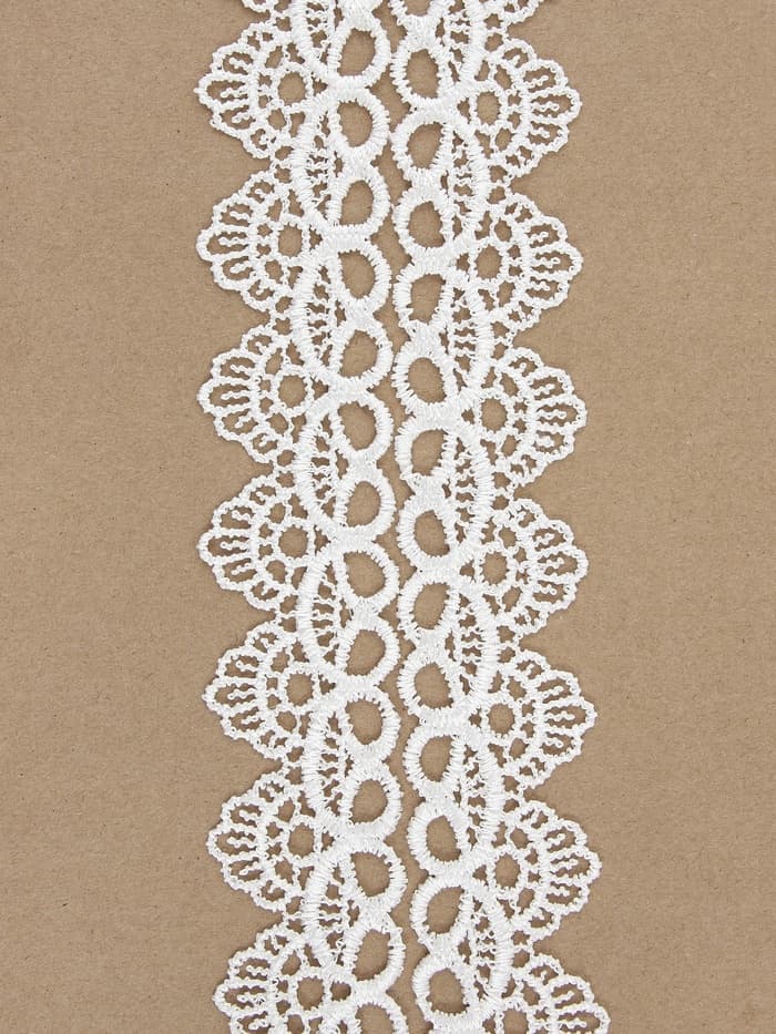 Кружево гипюровое, 35 мм, 14±1 м, цвет белый
