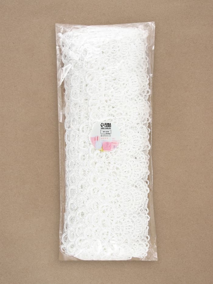 Кружево гипюровое, 35 мм, 14±1 м, цвет белый