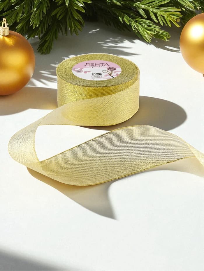 Лента парчовая, 50 мм, 23±1 м, цвет золотой