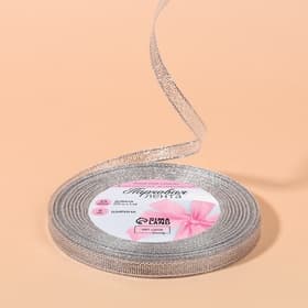 Лента парчовая, 6 мм, 23±1 м, цвет серебряный