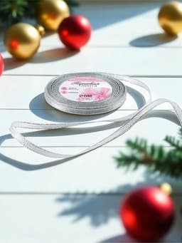 Лента парчовая, 6 мм, 23±1 м, цвет серебряный