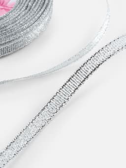 Лента парчовая, 6 мм, 23±1 м, цвет серебряный