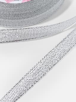 Лента парчовая, 10 мм, 23±1 м, цвет серебряный