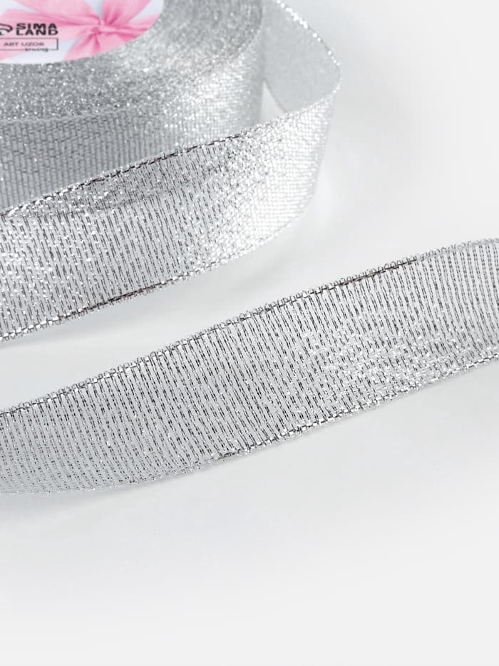 Лента парчовая, 20 мм, 23±1 м, цвет серебряный