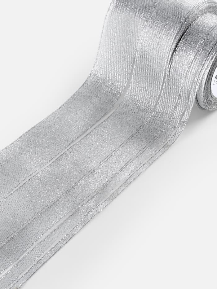 Набор парчовых лент, 5 шт., размер лент: 6/10/20/40/50 мм, 23±1 м, цвет серебряный