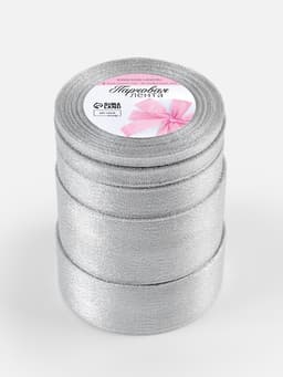 Набор парчовых лент, 5 шт., размер лент: 6/10/20/40/50 мм, 23±1 м, цвет серебряный