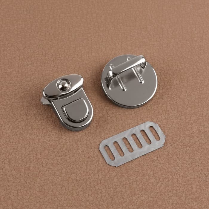 Застёжка для сумки, 2.5×2.5 см, цвет серебряный