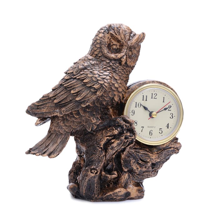 Часы настольные каминные «Филин», 16×19 см, циферблат d=6 см, от батарейки 1×ААА