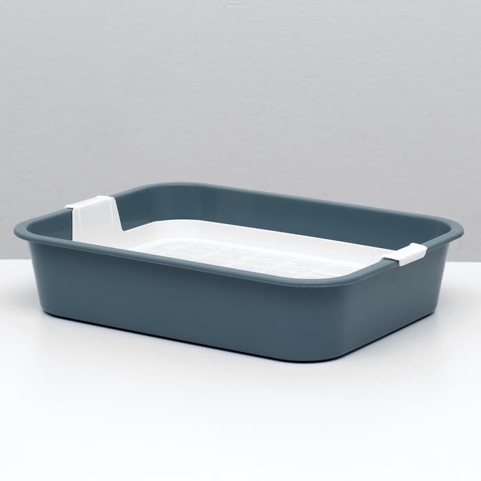 Туалет для кошек «Мурка», 33×25×7 см, с решёткой, пластик, цвет МИКС