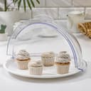 Блюдо для кондитерских изделий с крышкой Альтернатива, пластик, 39×38×22 см, белый/прозрачный