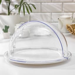 Блюдо для кондитерских изделий с крышкой Альтернатива, пластик, 39×38×22 см, белый/прозрачный