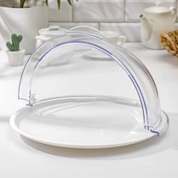 Блюдо для кондитерских изделий с крышкой Альтернатива, пластик, 39×38×22 см, белый/прозрачный