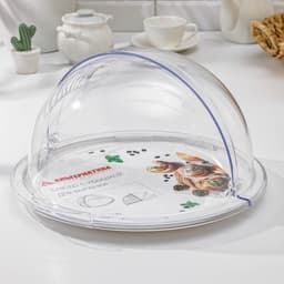 Блюдо для кондитерских изделий с крышкой Альтернатива, пластик, 39×38×22 см, белый/прозрачный