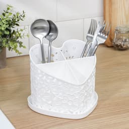 Подставка под столовые приборы Альтернатива «Сердце», 17×18.5×15.5 см, пластик, белая