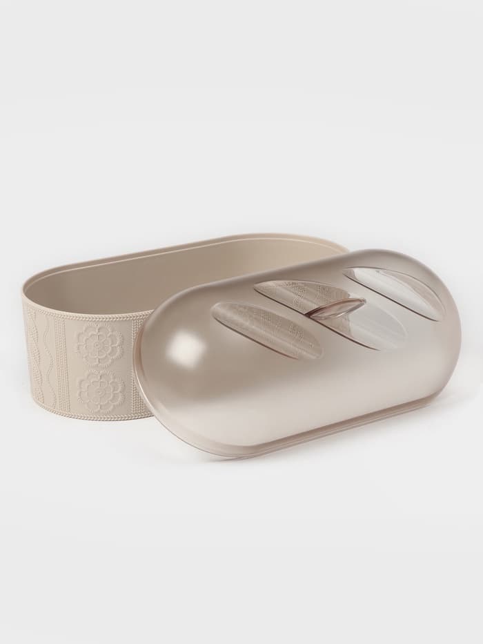 Хлебница с крышкой Альтернатива «Меланж», 33×16×19 см, пластик, бежевая