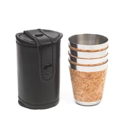 Набор стопок, 30 мл, 4.2×3.6 см, 4 шт., в чехле, нержавеющая сталь, экокожа