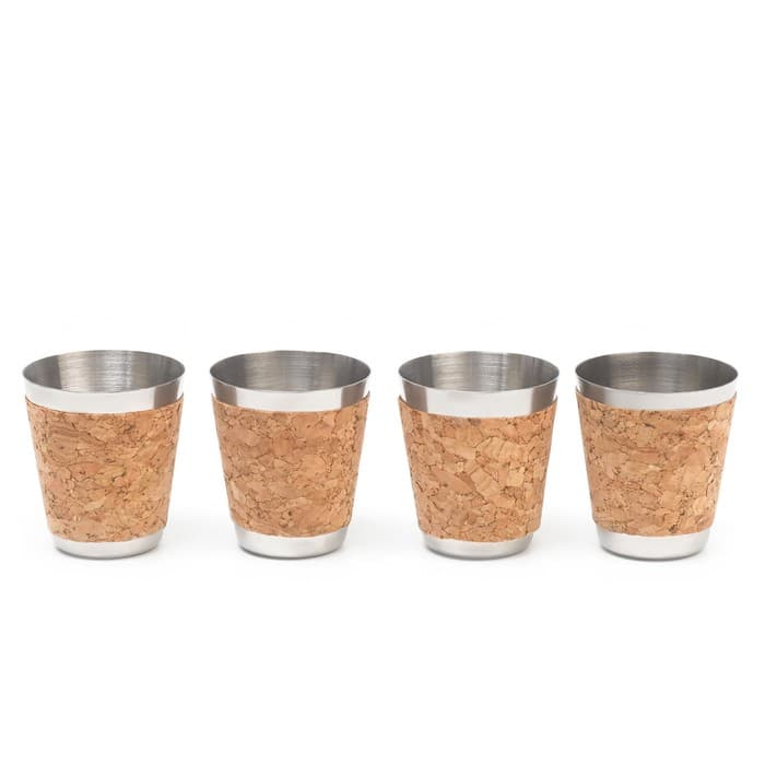 Набор стопок, 30 мл, 4.2×3.6 см, 4 шт., в чехле, нержавеющая сталь, экокожа