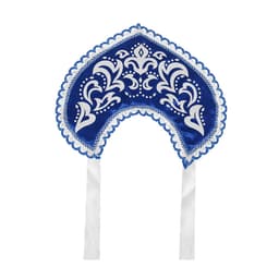 Кокошник русский народный «Морозный узор», атлас, синий