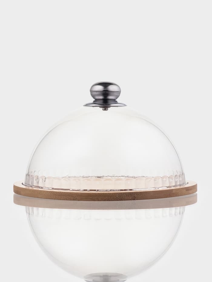 Блюдо с крышкой Доляна «Эстет», d=23.5 см, бамбук, пластик