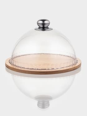 Блюдо с крышкой Доляна «Эстет», d=23.5 см, бамбук, пластик